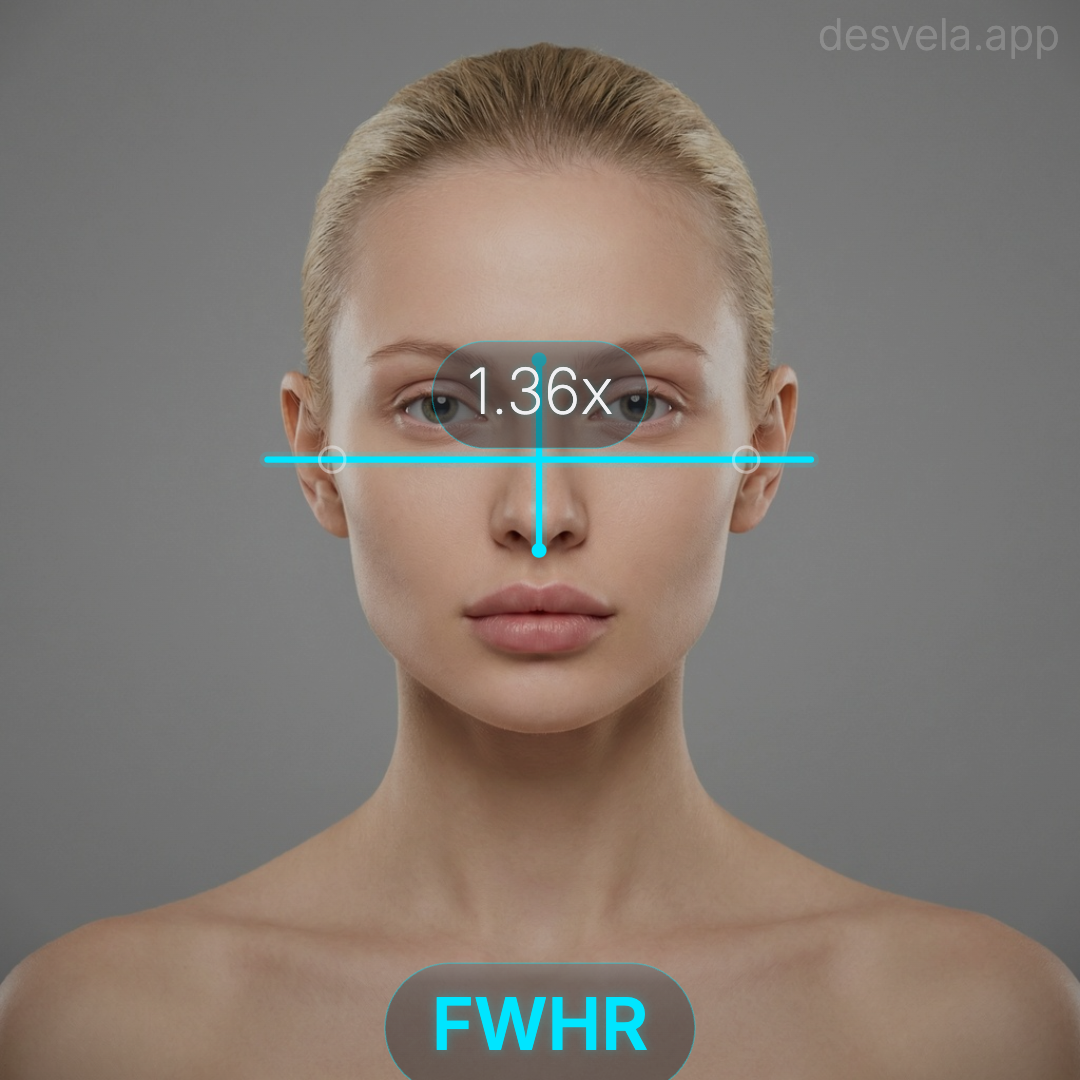 fWHR measurement overlay showing face width and upper face height